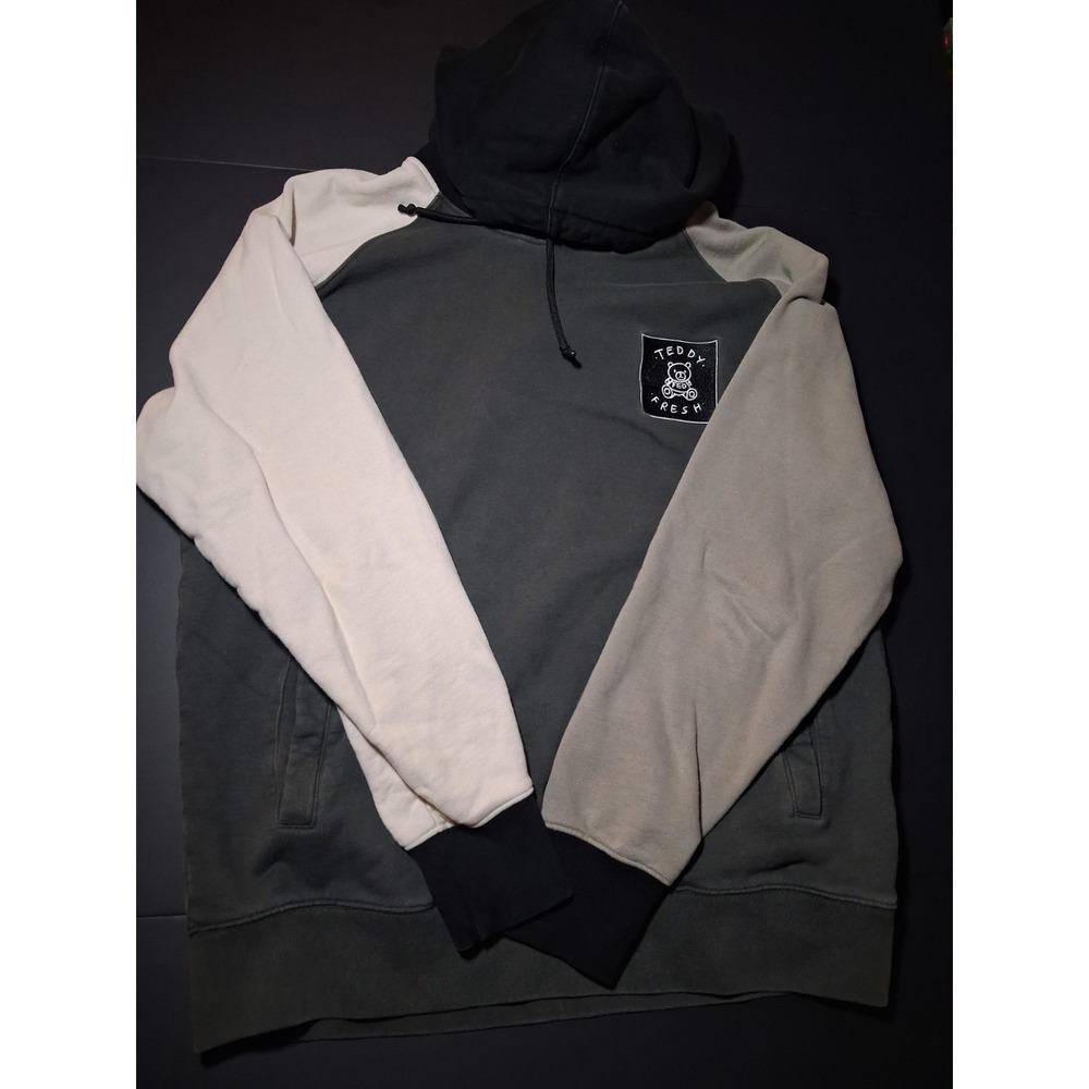 Teddy Fresh Hoodie Mens Large Grey Black Color Block Sweatshirt Pullover H3H3